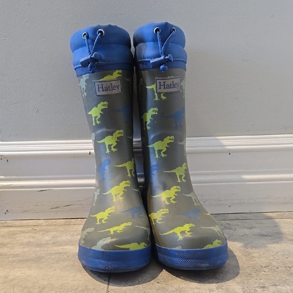 Hatley Blue and Green Dinosaur Rain Boots